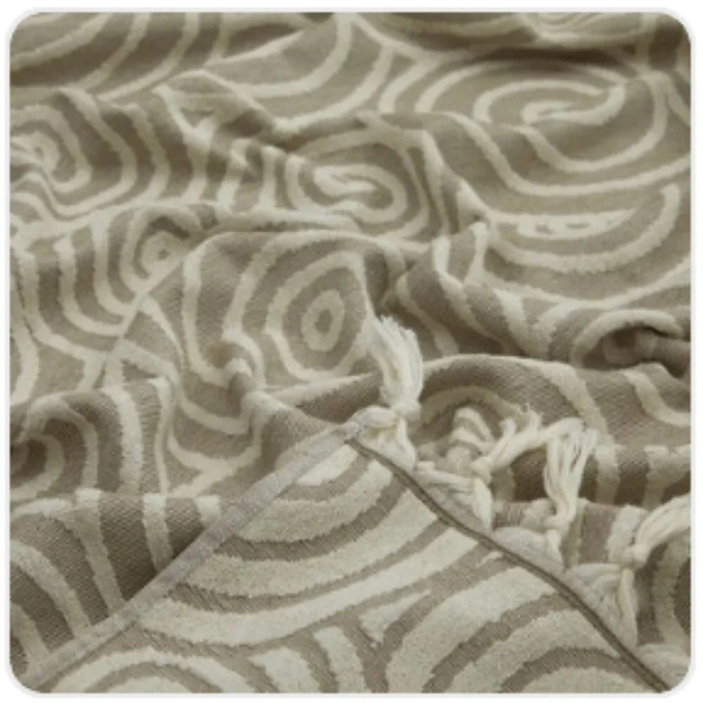 Kikoya - Circles Terry Towels 36x66 in Turkish Cotton Bath Beach Pool - Brown
